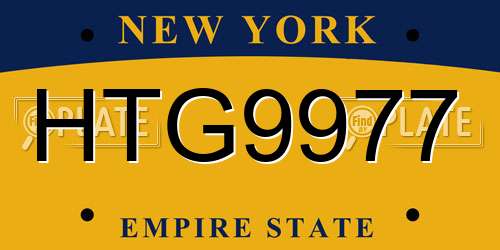 HTG9977 New York License Plate