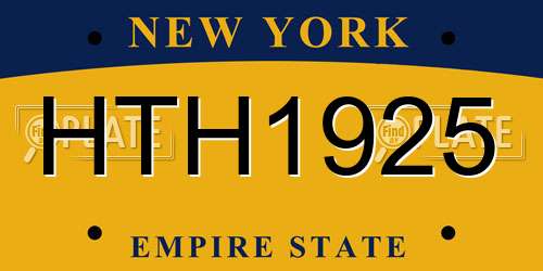 HTH1925 New York License Plate