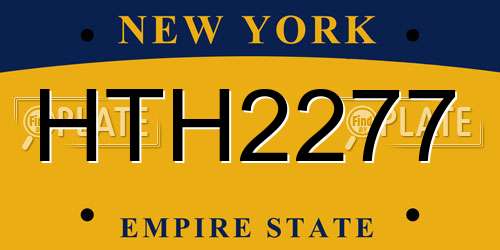 HTH2277 New York License Plate