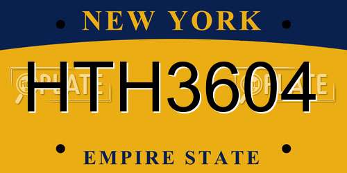 HTH3604 New York License Plate