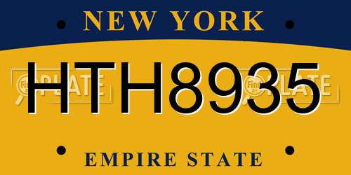HTH8935 New York License Plate