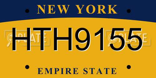 HTH9155 New York License Plate