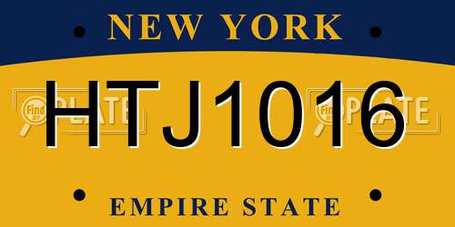 HTJ1016 New York License Plate