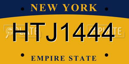 HTJ1444 New York License Plate