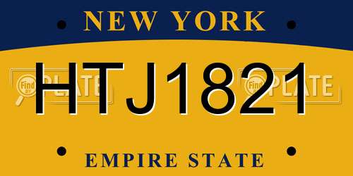 HTJ1821 New York License Plate