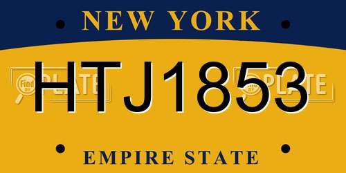 HTJ1853 New York License Plate