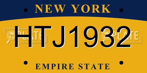 HTJ1932 New York License Plate