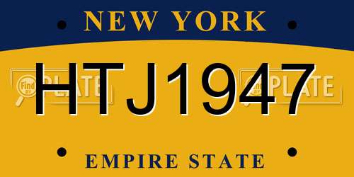 HTJ1947 New York License Plate