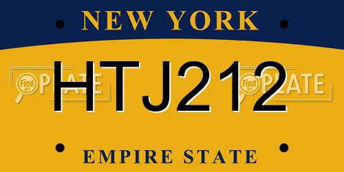 HTJ212 New York License Plate