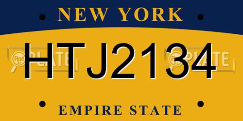 HTJ2134 New York License Plate