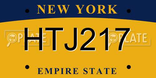 HTJ217 New York License Plate