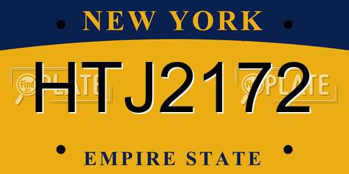 HTJ2172 New York License Plate