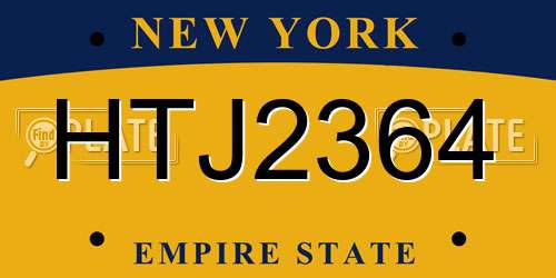 HTJ2364 New York License Plate