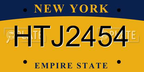 HTJ2454 New York License Plate
