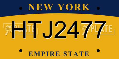 HTJ2477 New York License Plate