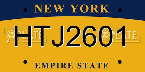 HTJ2601 New York License Plate