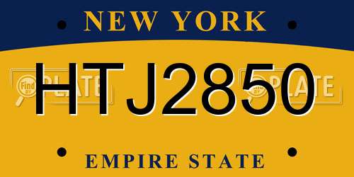 HTJ2850 New York License Plate