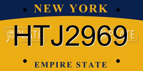 HTJ2969 New York License Plate