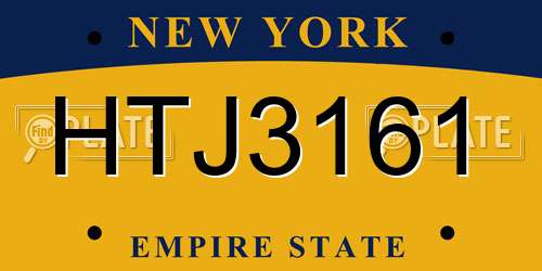 HTJ3161 New York License Plate