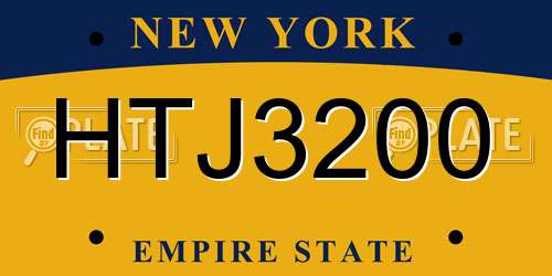 HTJ3200 New York License Plate