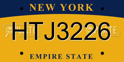 HTJ3226 New York License Plate