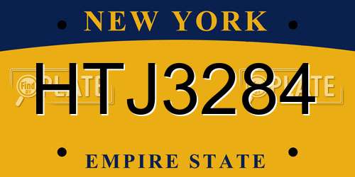 HTJ3284 New York License Plate