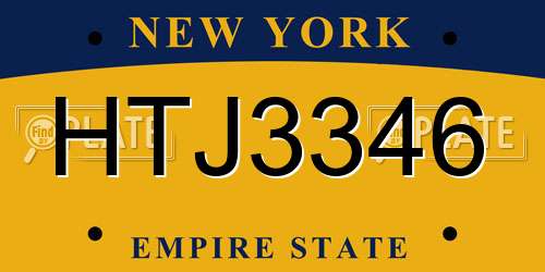 HTJ3346 New York License Plate