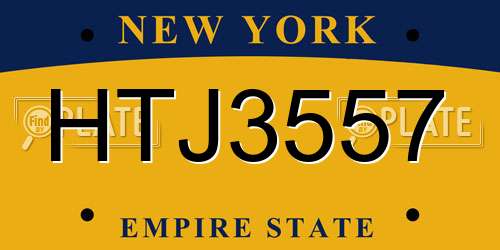 HTJ3557 New York License Plate