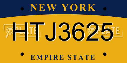 HTJ3625 New York License Plate