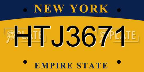 HTJ3671 New York License Plate