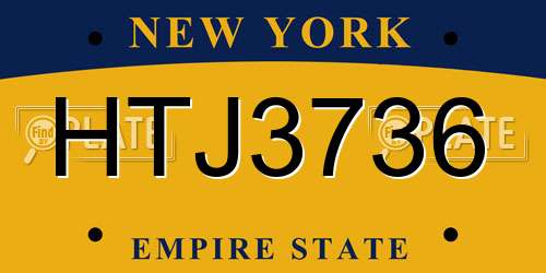 HTJ3736 New York License Plate