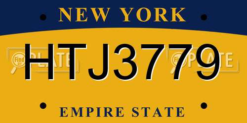 HTJ3779 New York License Plate