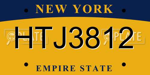 HTJ3812 New York License Plate