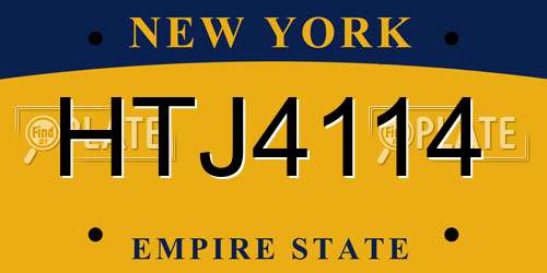 HTJ4114 New York License Plate