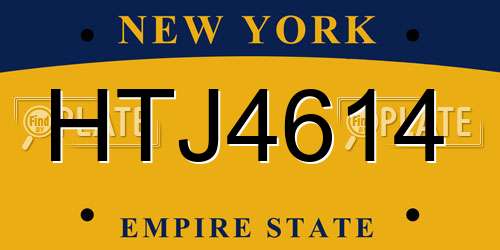 HTJ4614 New York License Plate