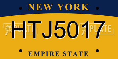 HTJ5017 New York License Plate