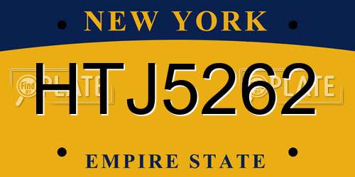 HTJ5262 New York License Plate