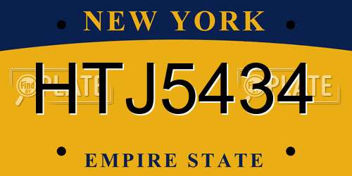 HTJ5434 New York License Plate
