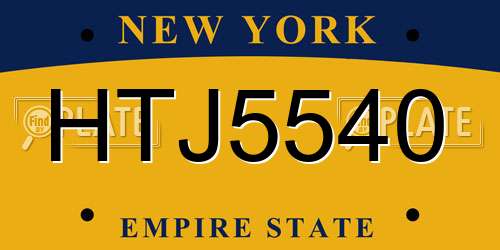 HTJ5540 New York License Plate