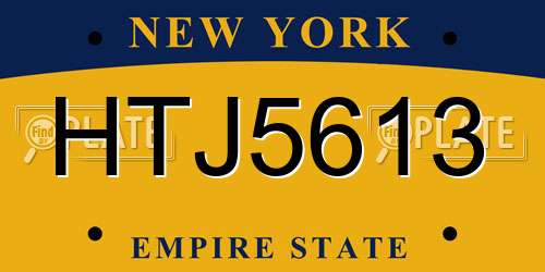 HTJ5613 New York License Plate