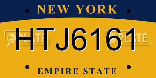 HTJ6161 New York License Plate