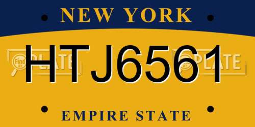 HTJ6561 New York License Plate