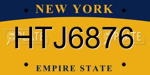 HTJ6876 New York License Plate