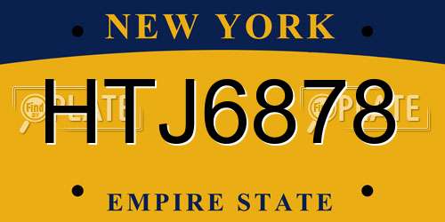 HTJ6878 New York License Plate