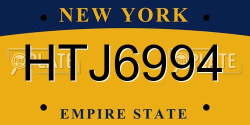 HTJ6994 New York License Plate