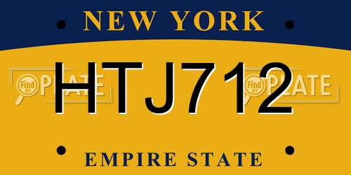 HTJ712 New York License Plate