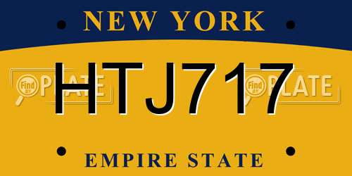 HTJ717 New York License Plate