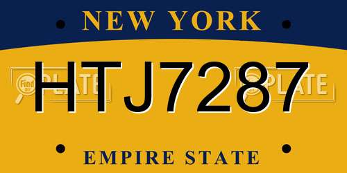 HTJ7287 New York License Plate