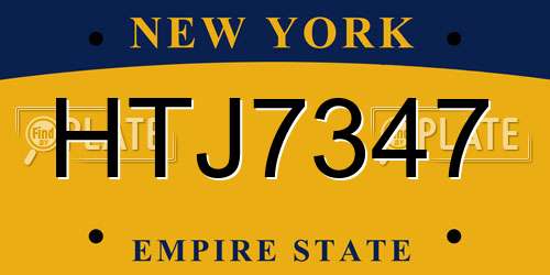HTJ7347 New York License Plate