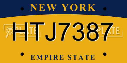 HTJ7387 New York License Plate